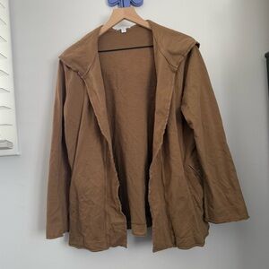 James Perse 2 Medium French Terry Hoodie Cardigan Camel Brown Lounge Comfy